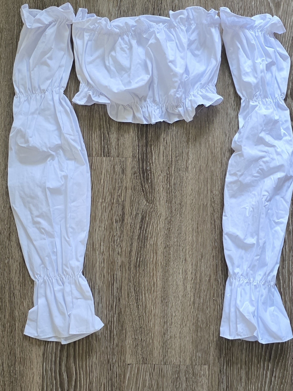 White Girls' Smocked Off-Shoulder Top with Ruffled Sleeves Size S